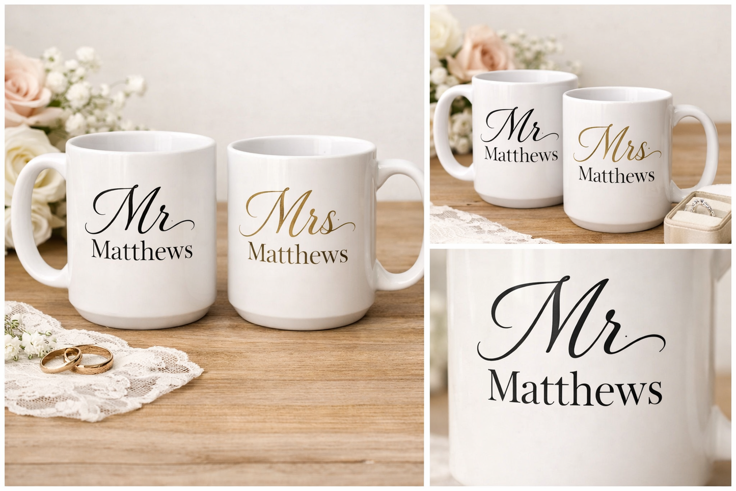 Personalized Mr. and Mrs. 15oz Mug Set